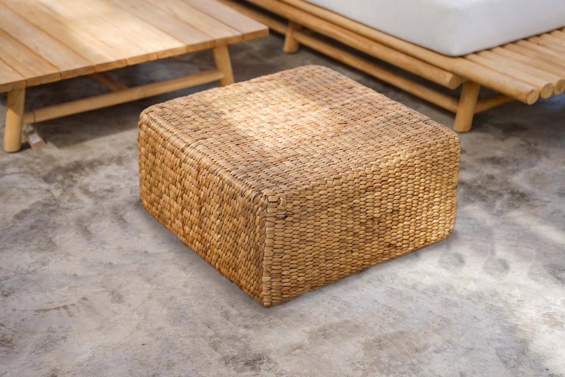 Der Hyazinth Pouf Quadratisch - Natur - M