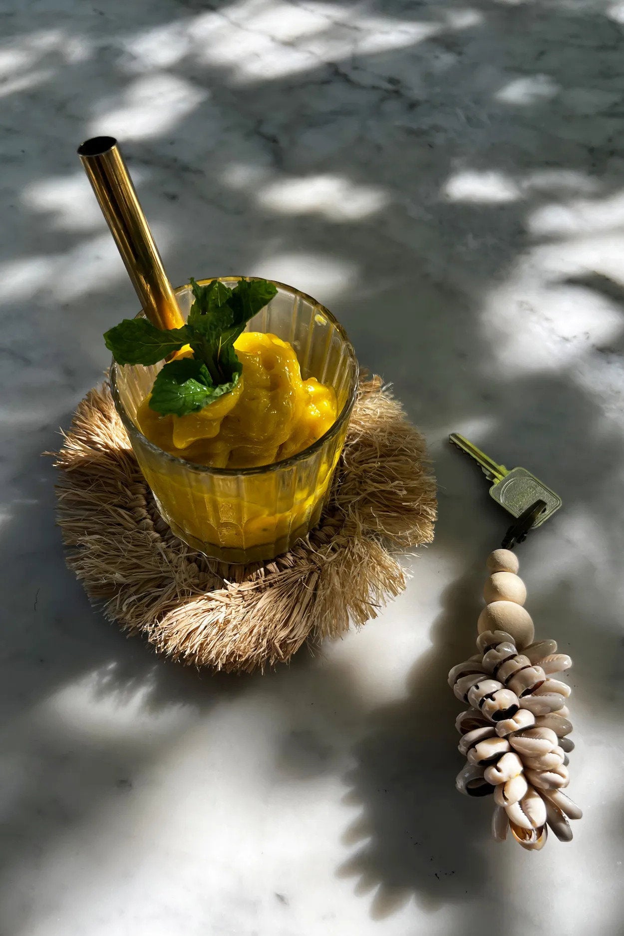 Der Fransen-Raffia-Untersetzer - Natur