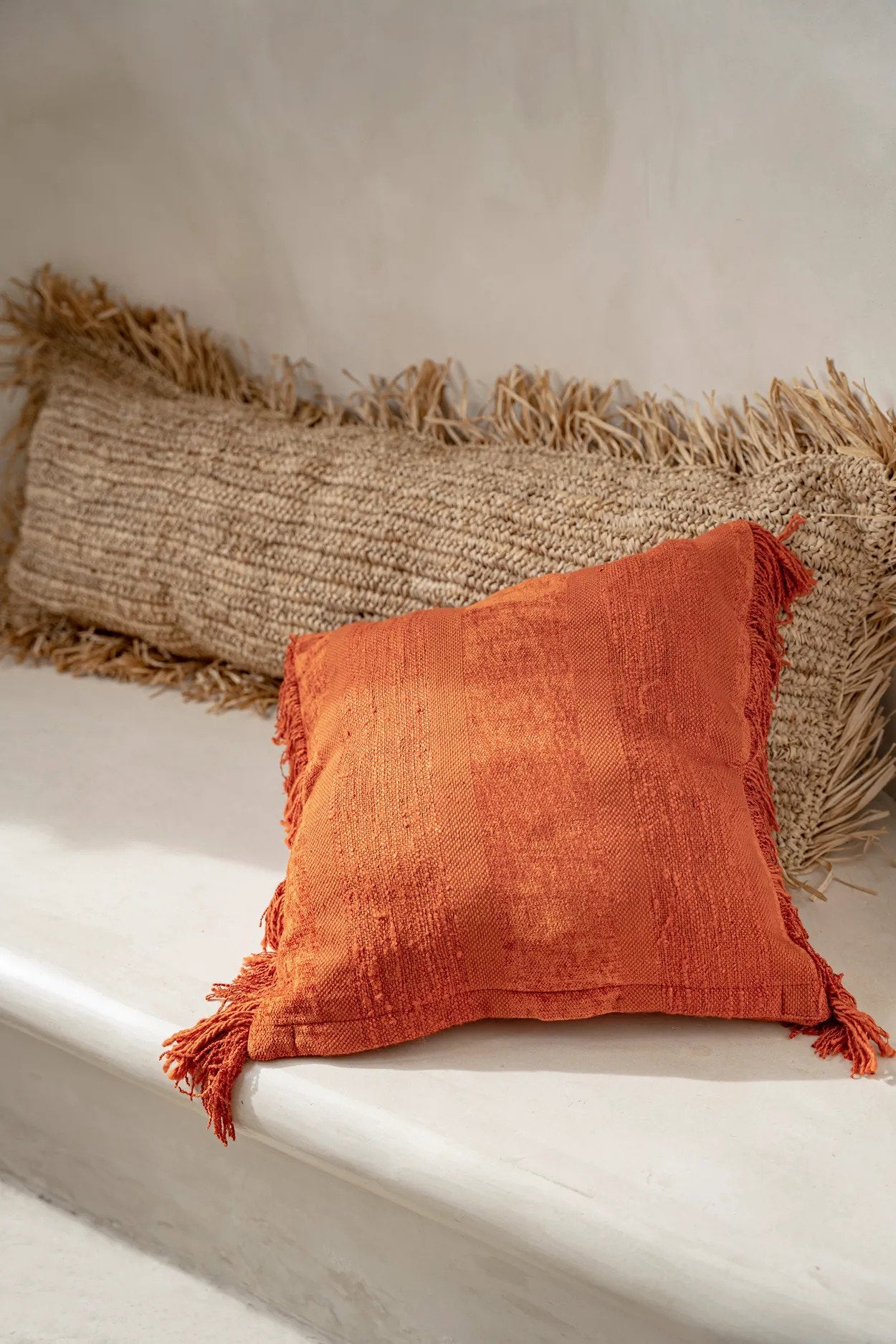 Raffia Kissen - Natur - 35x100