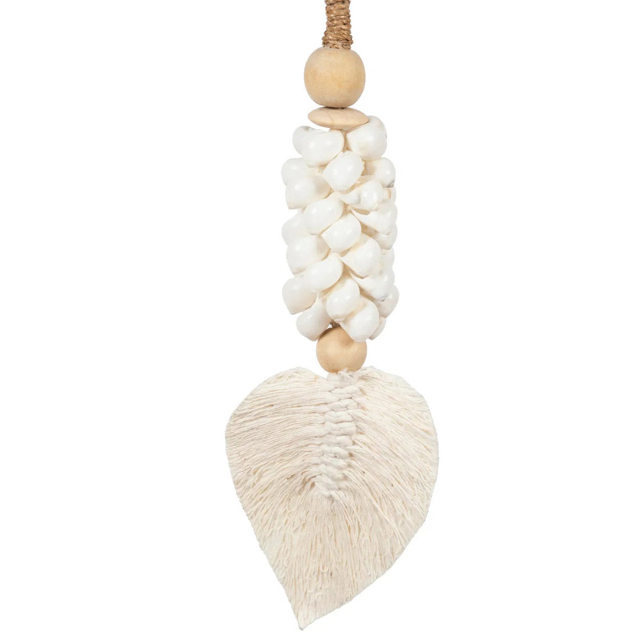 Hängende Dekoration mit Blättern und Muscheln - Weiß