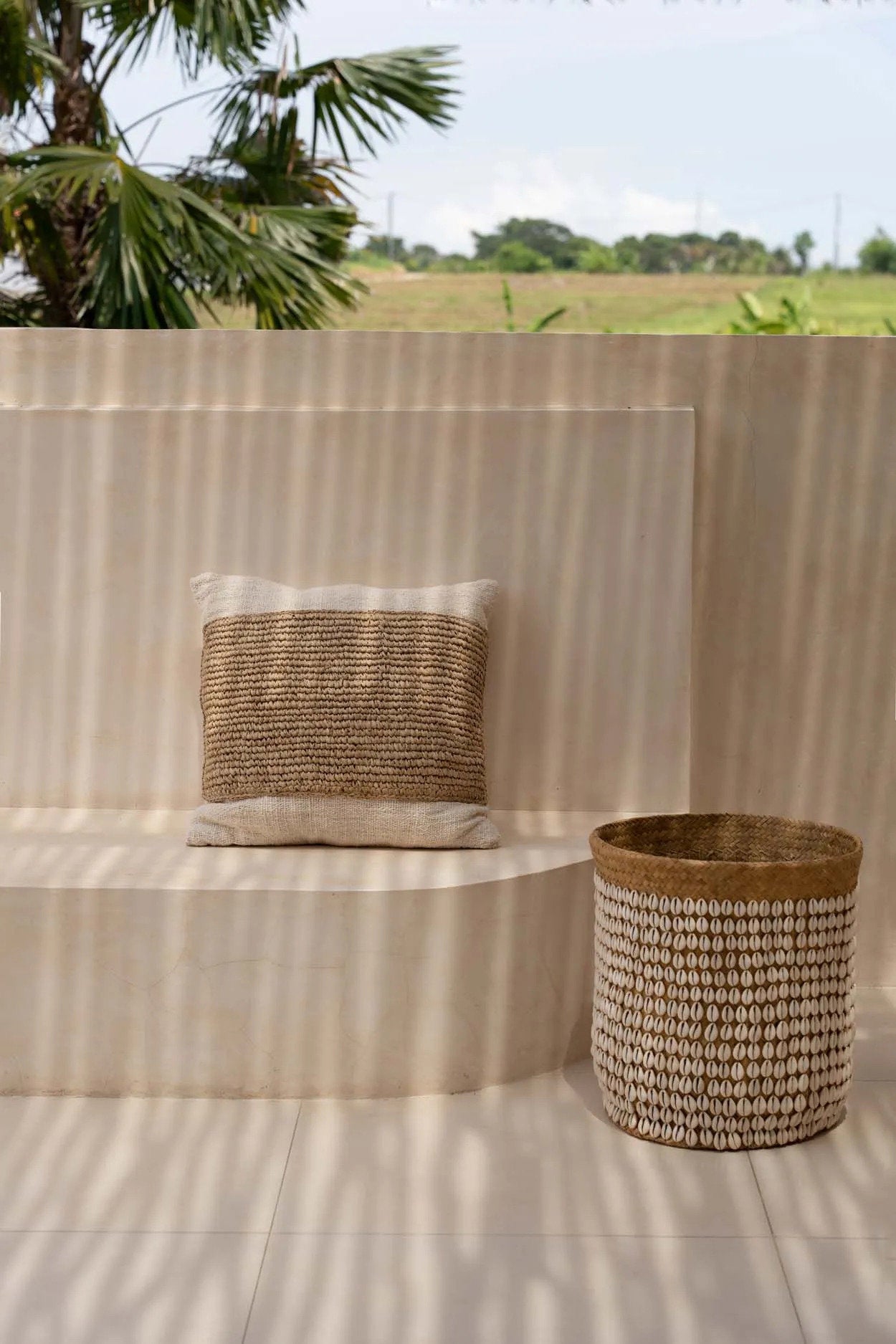 Die Raffia-Stempel-Kissenhülle - Natur