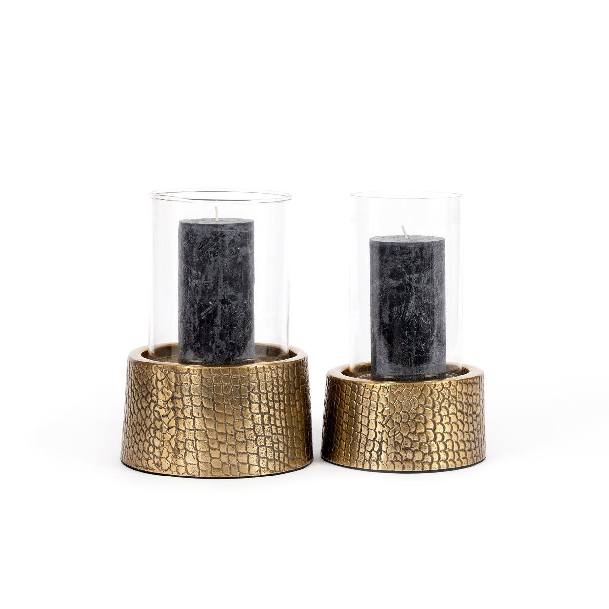 Der Croco Kerzenständer mit Glas - Messing - M