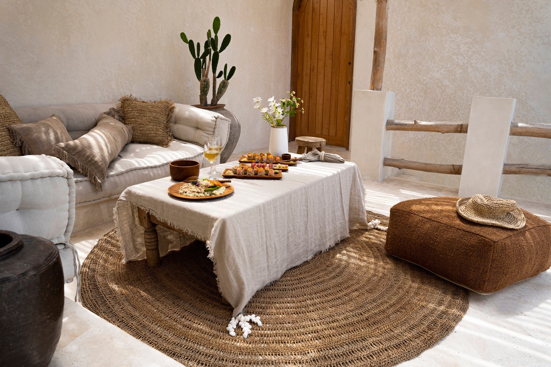 Die Tischdecke aus Leinen - Beige - 150x250
