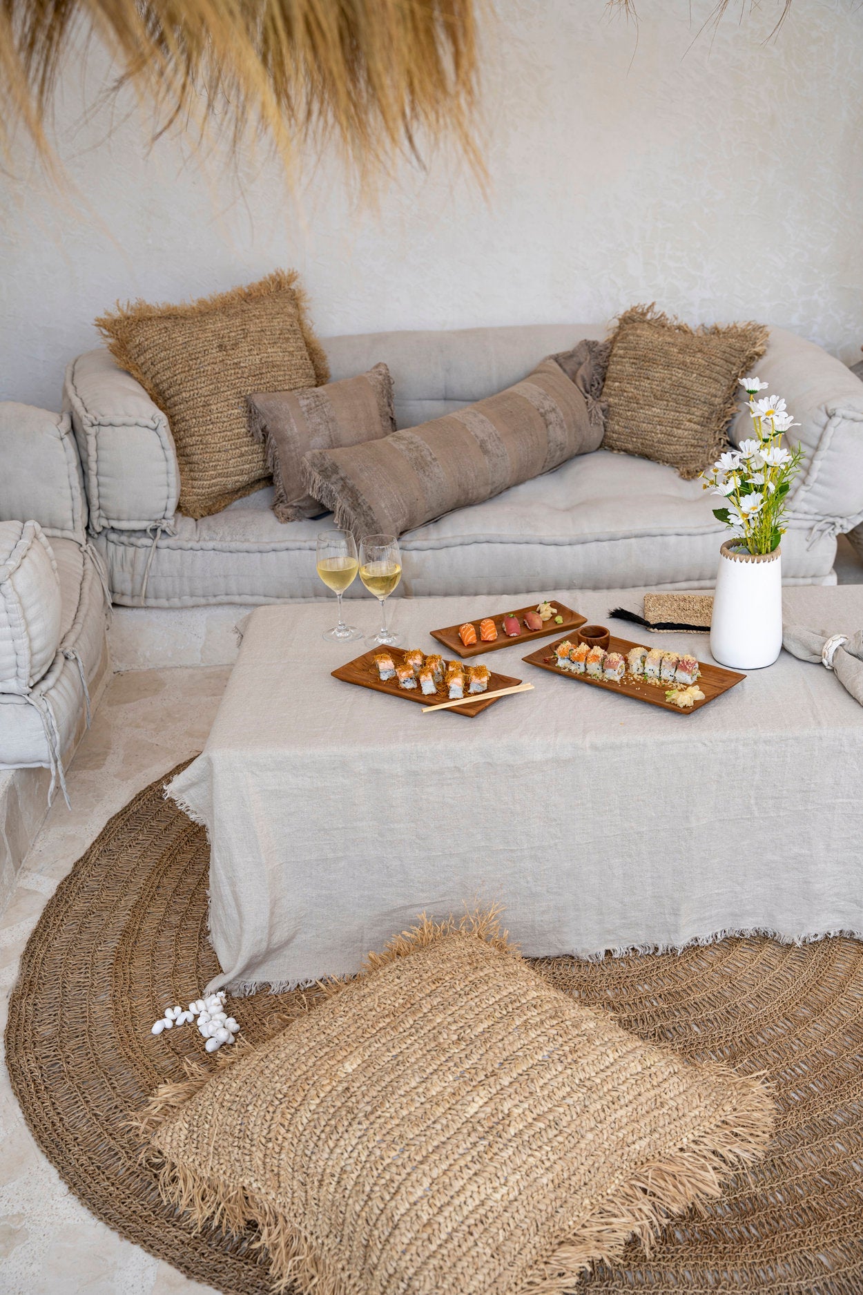 Die Tischdecke aus Leinen - Beige - 150x250