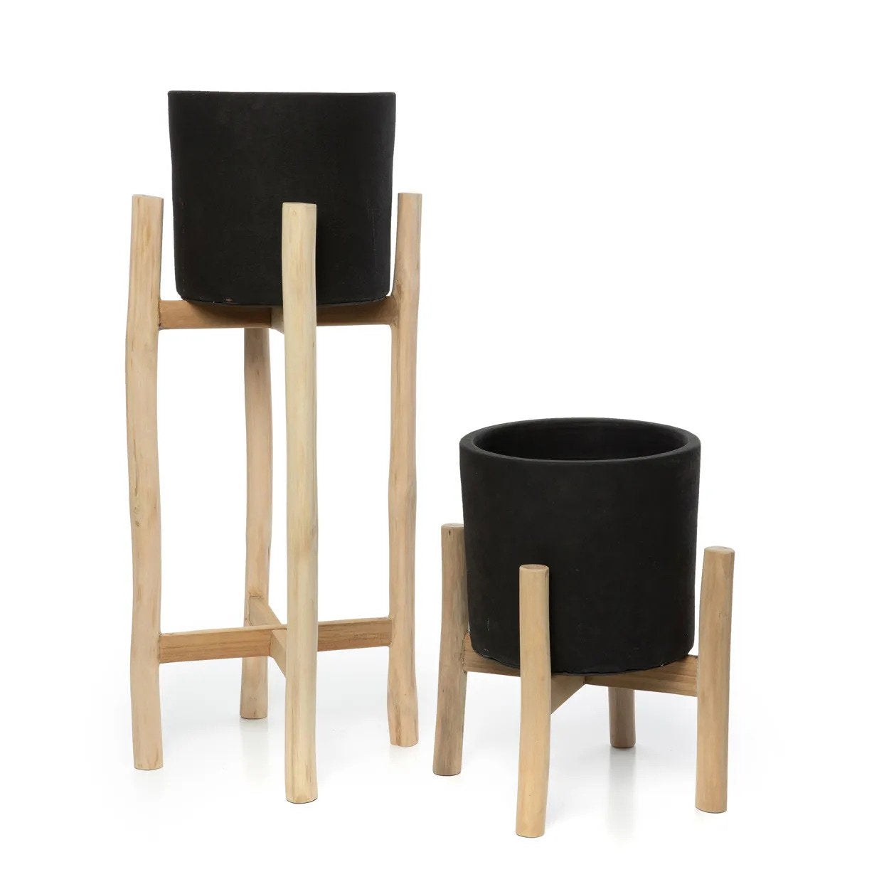 Der Holzkohle-Pflanzkübel - Schwarz Natur - L