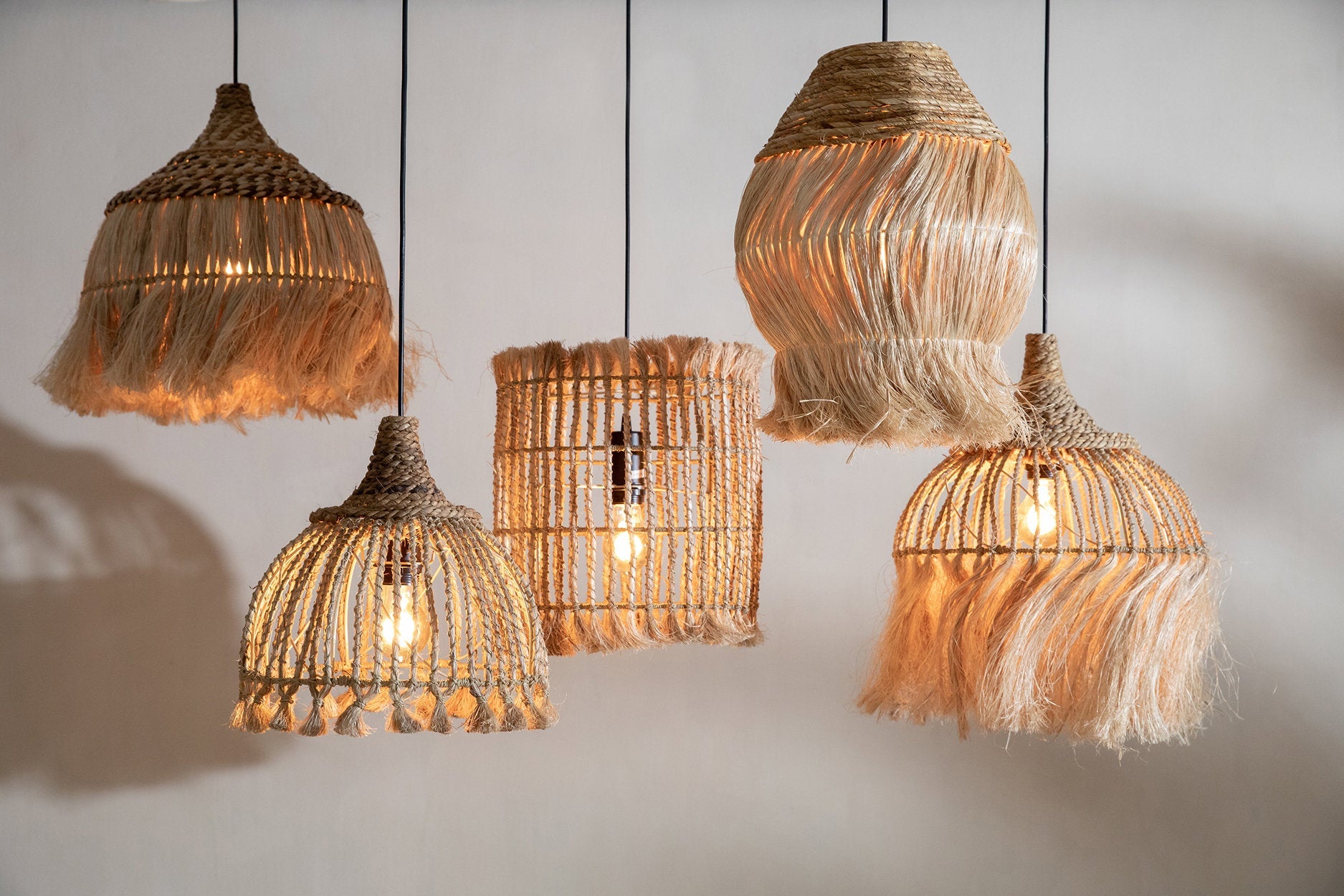 Die Abaca Quaste Hängelampe - Natur - S