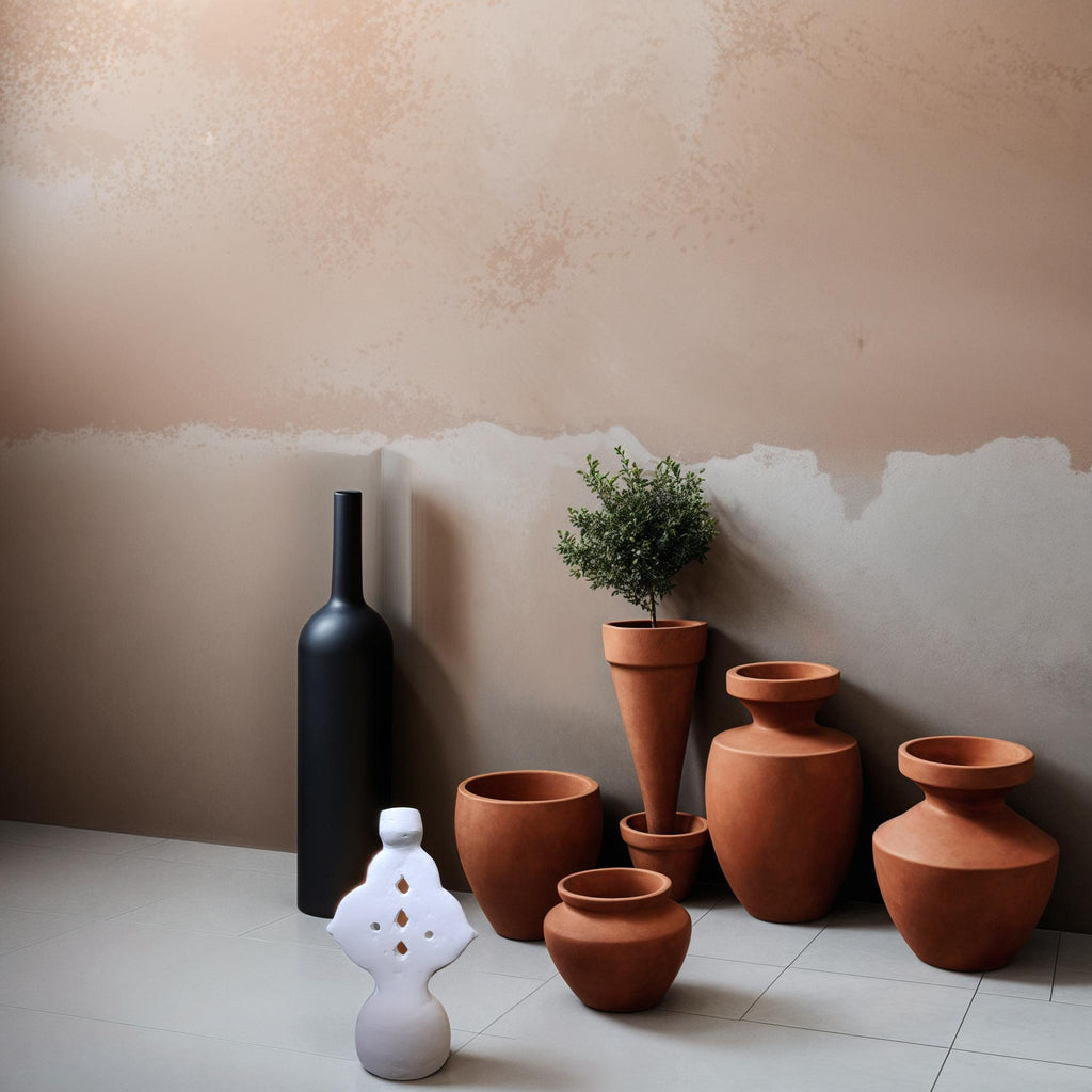 Boho Mediterran Weißer Terrakotta-Kerzenständer