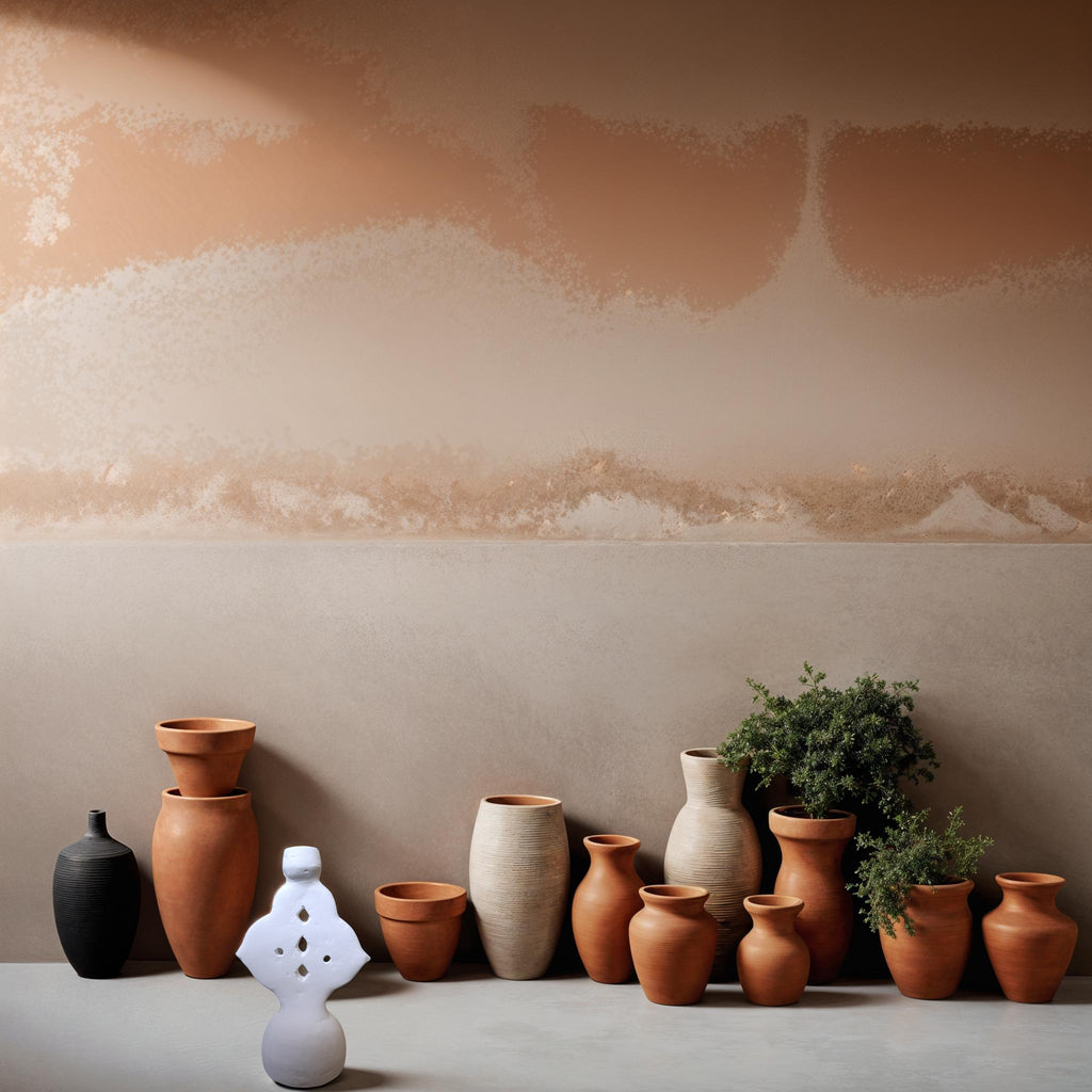 Boho Mediterran Weißer Terrakotta-Kerzenständer