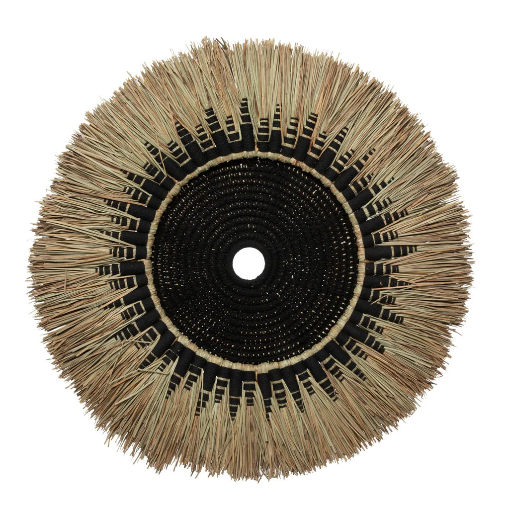 Die Raffia Makramee Wanddeko - Natur Schwarz