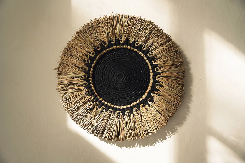Die Raffia Makramee Wanddeko - Natur Schwarz