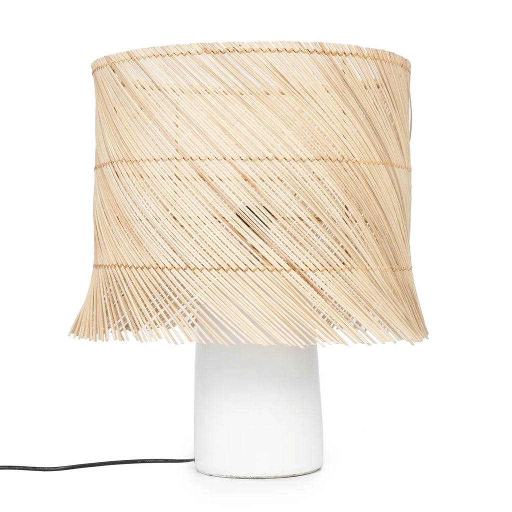 Die Rattan Tischlampe - Weiß Natur