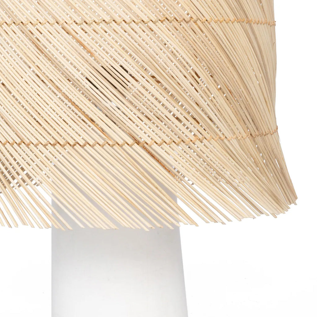 Die Rattan Tischlampe - Weiß Natur