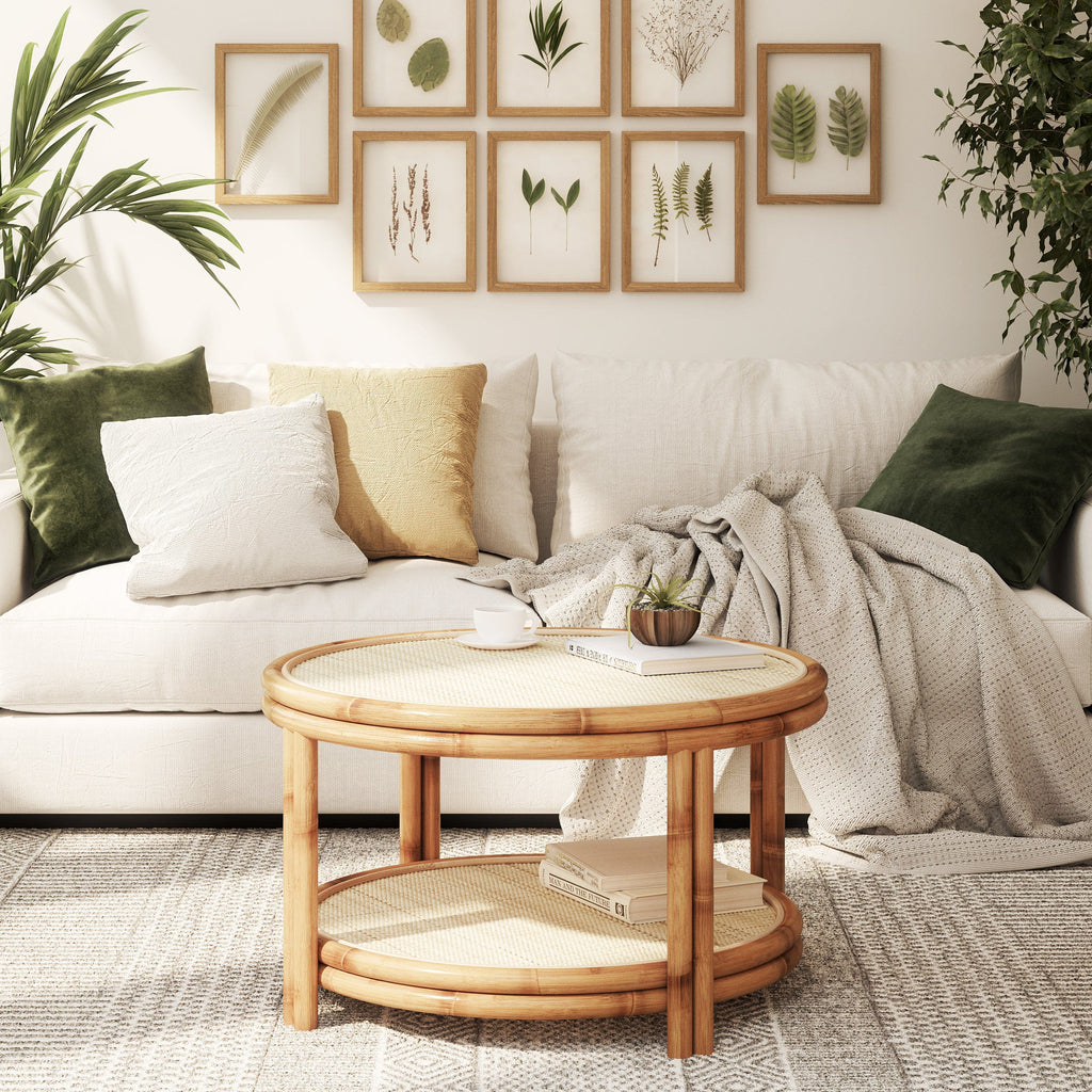 Japandi Artisanal Rattan Couchtisch