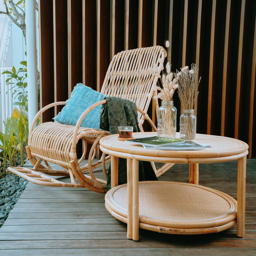 Japandi Artisanal Rattan Couchtisch