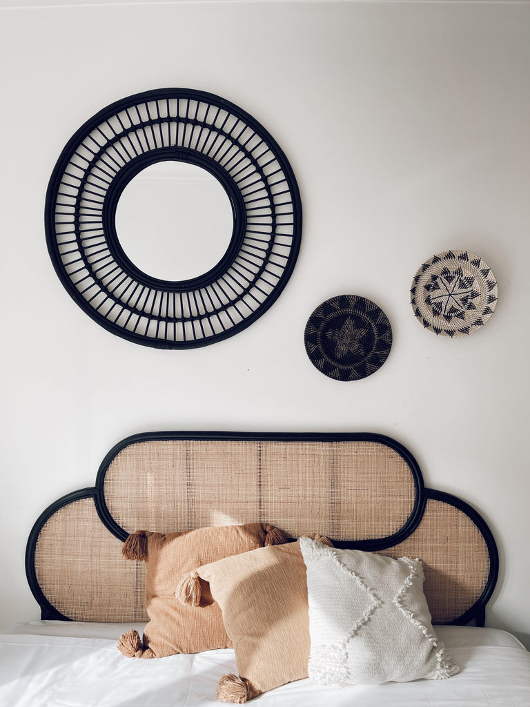 Lombok Rattan Wanddekor Weiß - S