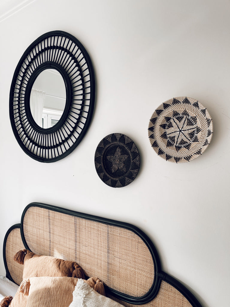 Lombok Rattan Wanddekor Weiß - S