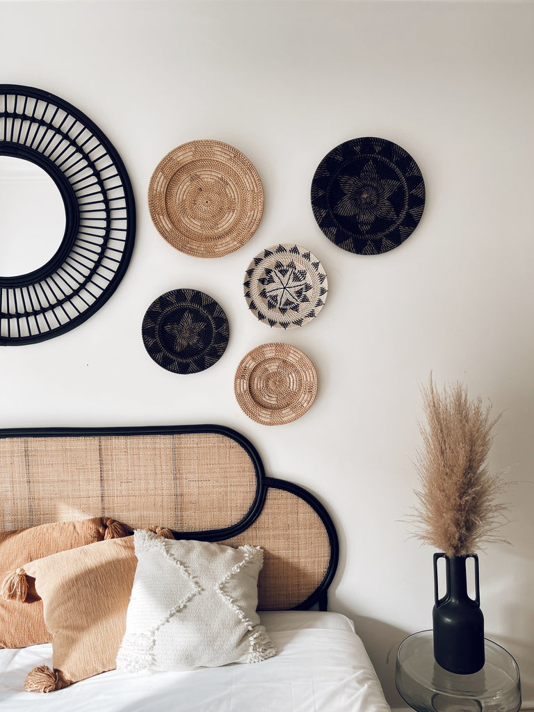 Lombok Rattan Wanddekor Weiß - S