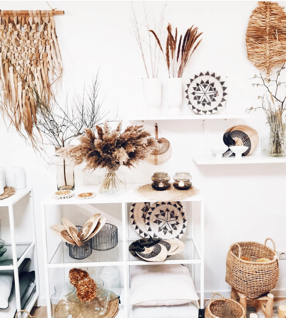 Lombok Rattan Wanddekor Weiß - S