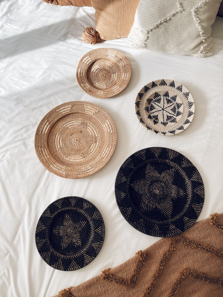 Lombok Rattan Wanddekor Weiß - S