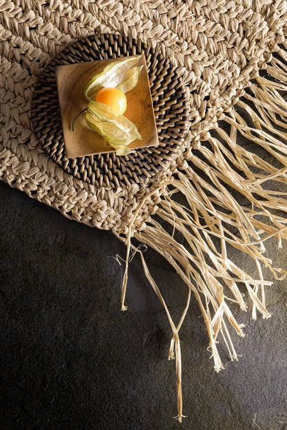 Das Fransen-Raffia-Platzdeckchen Rechteck - Natur