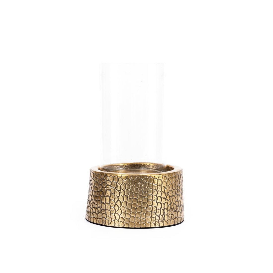 Der Croco Kerzenständer mit Glas - Messing - M
