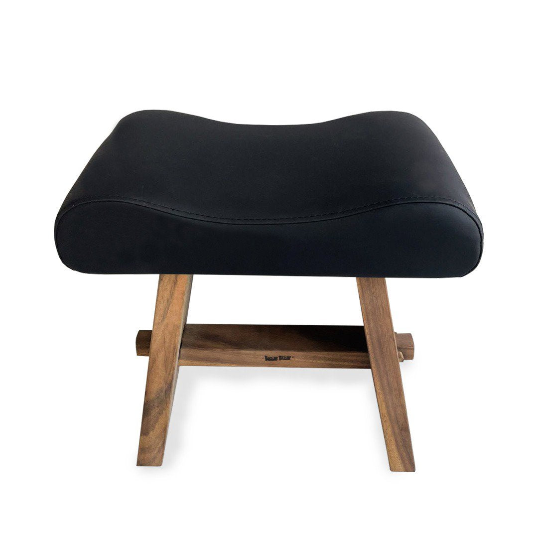 Der Suar Hocker mit Leder - Natural Black