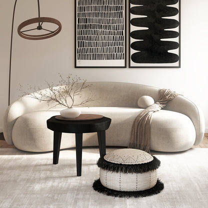 Boho Modern Japandi Design Pouf - Weicher Stoff