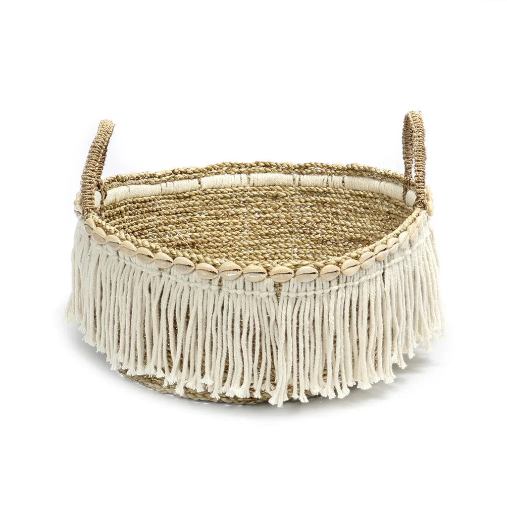 Der Boho Fringe Korb - Naturweiß