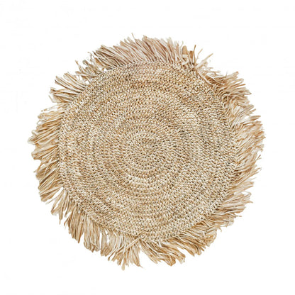 Das Fransen-Raffia-Platzdeckchen Rund - Natur