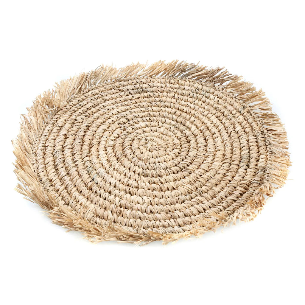 Das Fransen-Raffia-Platzdeckchen Rund - Natur