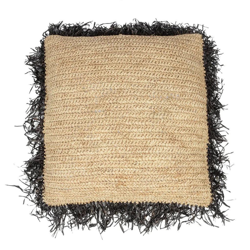 Der Raffia-Kissenbezug - Natur Schwarz - 60x60