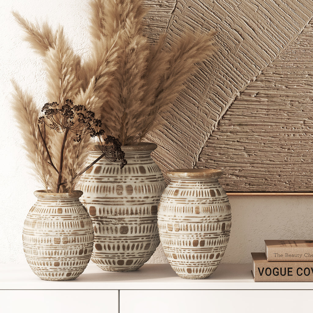 Ethnische Holzdekoration - Boho Chic Vase - Klein