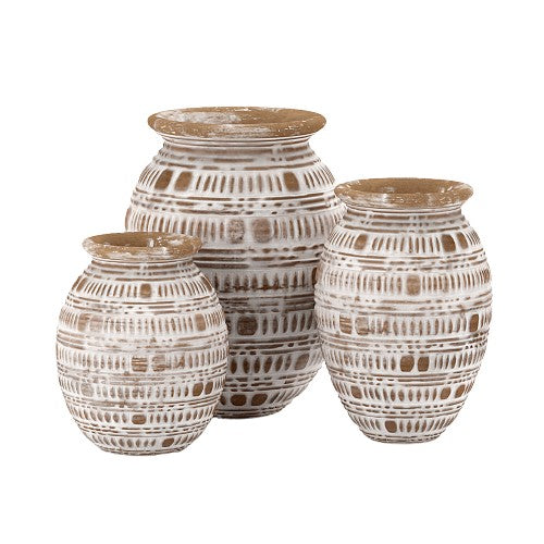 Ethnische Holzdekoration - Boho Chic Vase - Medium